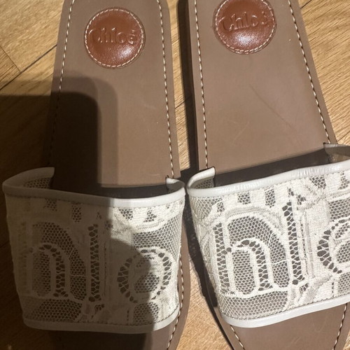 Chloé Woody Mild Beige δαντελένια πέδιλα σαν καινούργια, μέγεθος 41