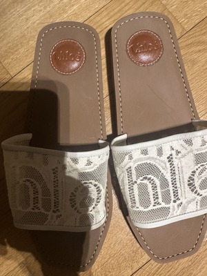 Chloé Woody Mild Beige δαντελένια πέδιλα σαν καινούργια, μέγεθος 41