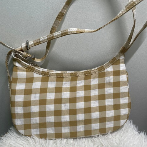 Zara handbag with checkered pattern, beige and white