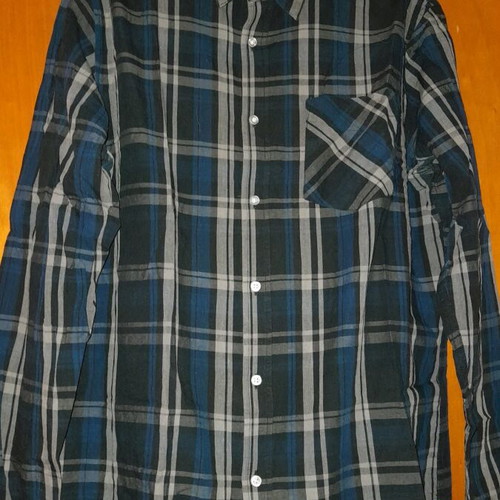 Terranova Checked Long-Sleeve Shirt Like New, Grey and Blue