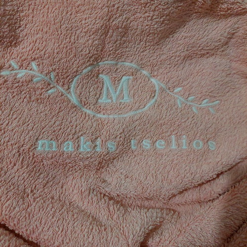 Cotton bathrobe pink used Makis Tselios with embroidery