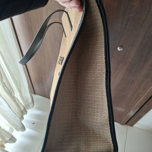 Ted Baker raffia tote bag used, large size, black-beige