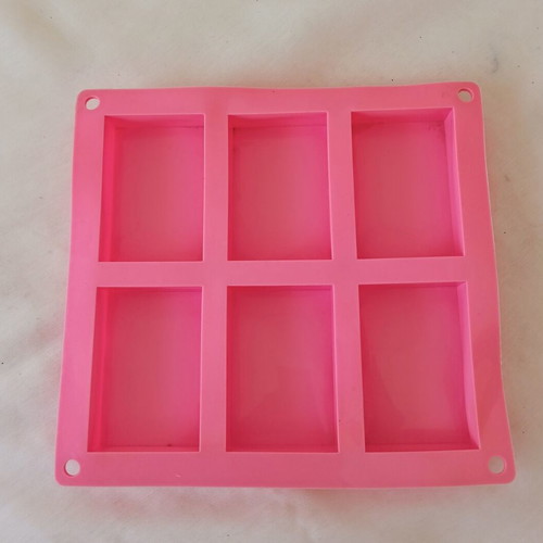 Silicone Mold 6-Compartment Rectangular Pink, like new