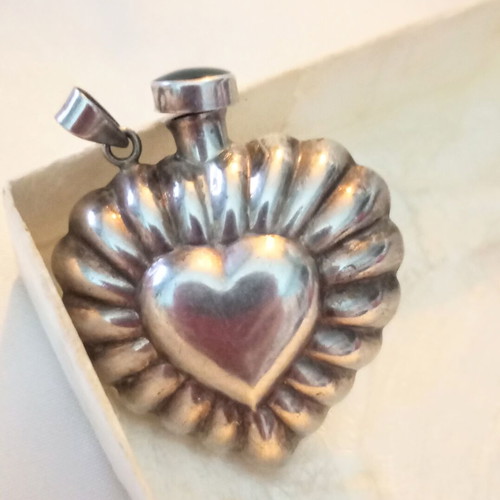 Silver 925 perfume bottle used, double-sided with black onyx, vintage