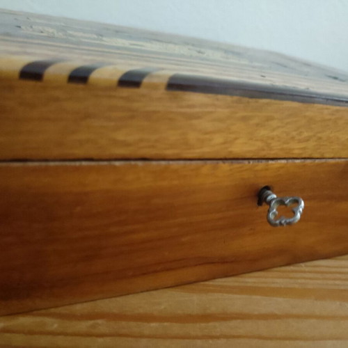 Vintage Madeira Sewing Box 1930-1950, marquetry wood inlay