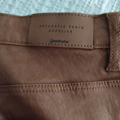 Stradivarius brown faux leather pants like new, size 38