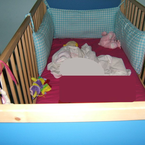 IKEA baby cot used 70x140 blue and natural beech wood