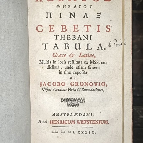 Κέβητος Θηβαίος Πίναξ 1689 μεταχειρισμένο, ελληνικό και λατινικό κείμενο