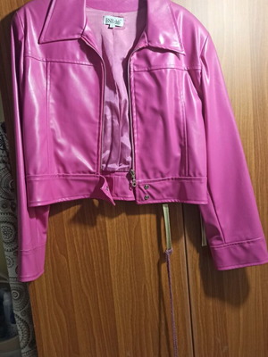 BSB Pink Leather Short Jacket Like New, Size L