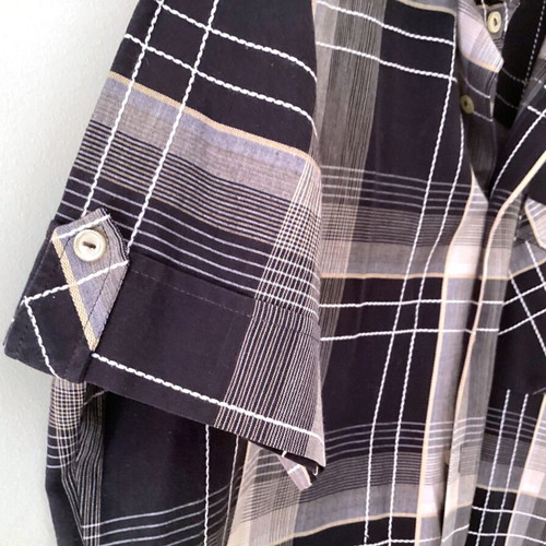 Vintage River plaid short-sleeve men's shirt like new, Made in USA 1990
