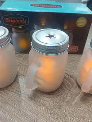 Φωτιστικό LED Βάζο 9x5.5cm με Καπάκι, Λαβή και Εναλλασόμενο χρωματιστό Φως.3 τεμάχια