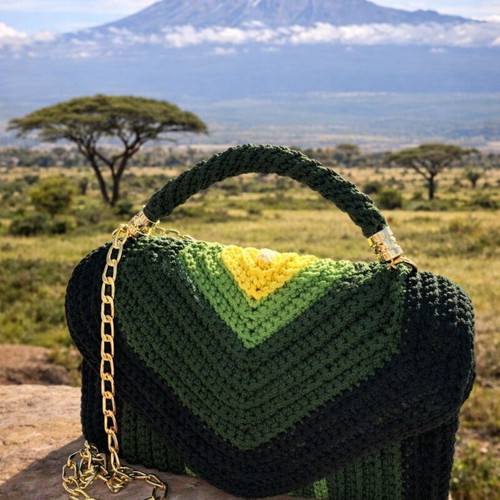 Savannah Cypress handmade knitted shoulder bag new, multicolor