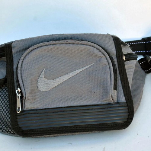 Waist Bag Used Grey and Black Nylon Polyester
