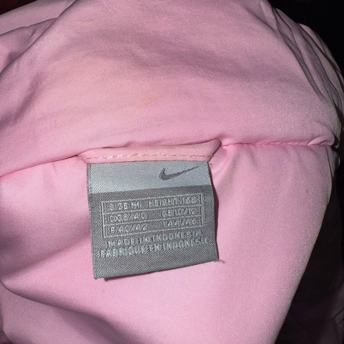 Nike girls' pink puffer jacket, size S, age 11-13