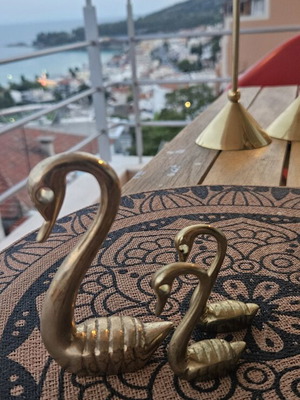 Brass duck with two ducklings decorative set
