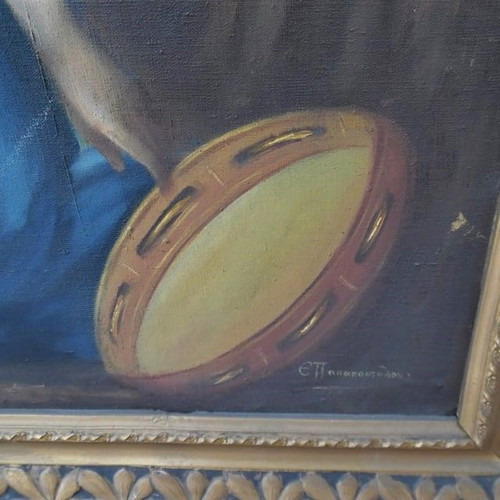 Large oil painting on canvas early 20th century with artist signature