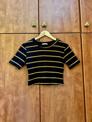 Zara cropped top used, size M fits S, black and yellow