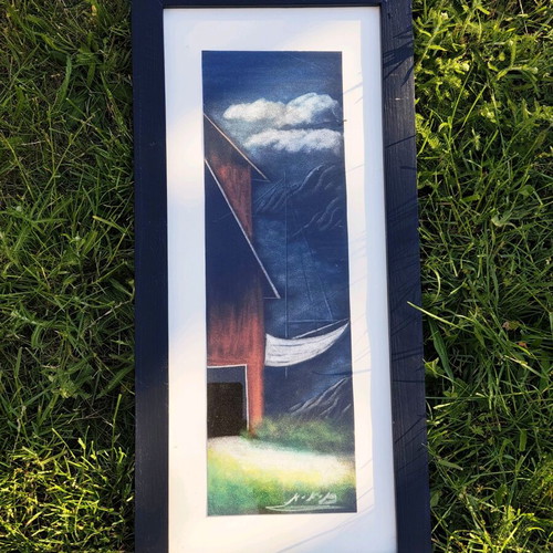 Vintage original painting mixed media watercolor and pastel like new