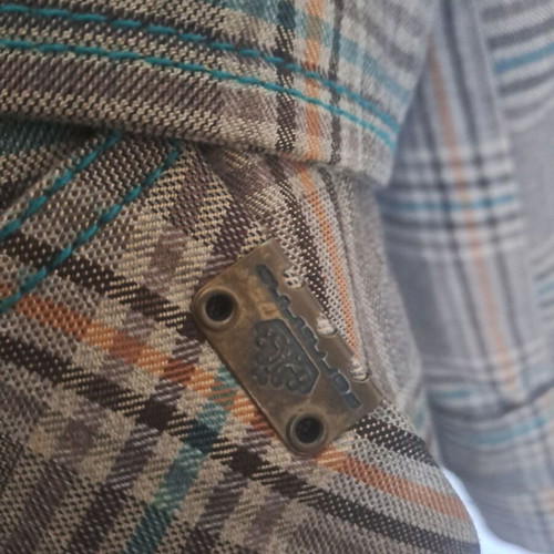 Fornarina plaid coat like new, brown with green details, size L