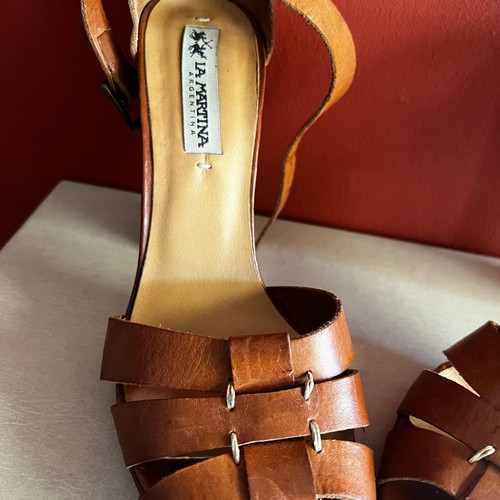 La Martina sandals used, brown, size 38, 11cm heel