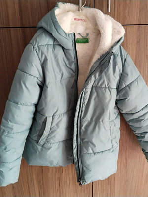 Benetton winter jacket used for 10 years old, turquoise