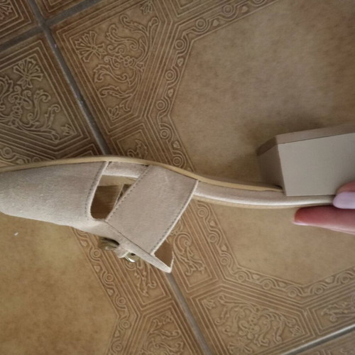 Esthissis mules used, beige castor with low heel, size 38