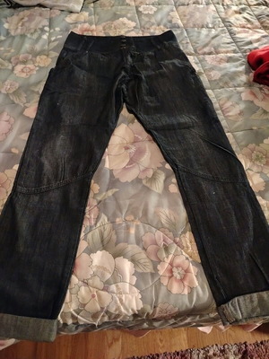 Denim high-waisted jeans blue like new, size S