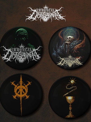 Immortal Disfigurement set of 4 large pins 3cm new