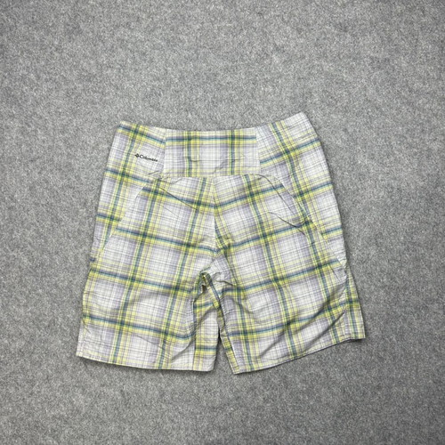 Columbia men's yellow green checked shorts W36 Omni-Shade retro golf preppy like new