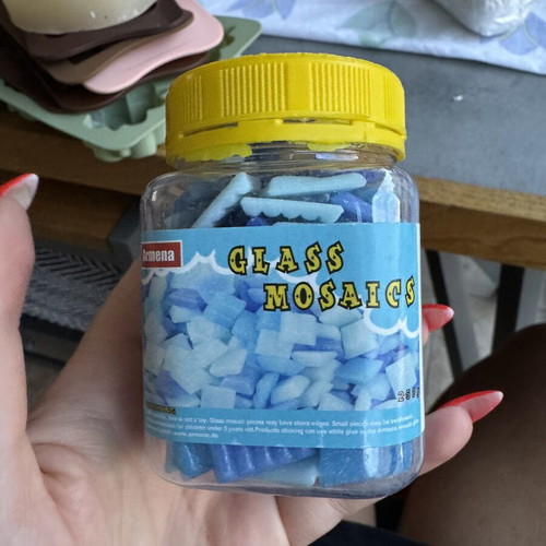 Glass Mosaic Pieces like new, blue and white for DIY crafts