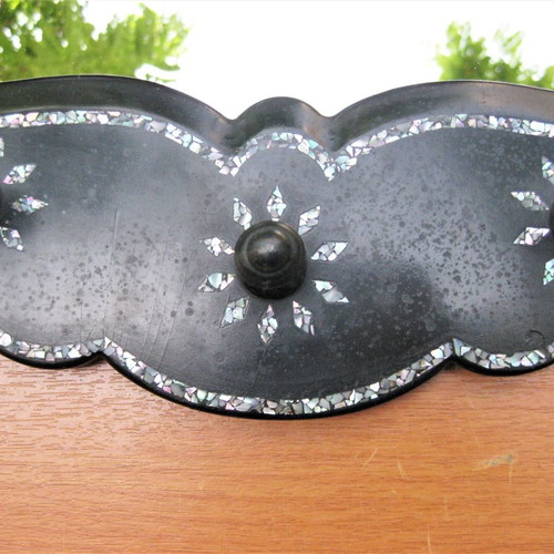 Mirror hanger used, handmade wooden with mother-of-pearl inlay