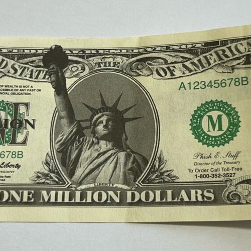 One Million Dollars souvenir banknote used