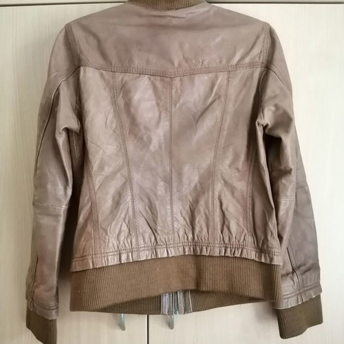 Distressed Biker jacket δερμάτινο μεταχειρισμένο, καφέ, μέγεθος L