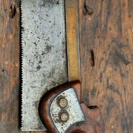Vintage Tenon Saw with Brass Back used, handmade woodworking tool