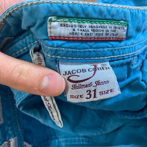 Jacob Cohen Style J688.C Bard Jeans Size 31 Light Blue Dark Blue Patch Like New