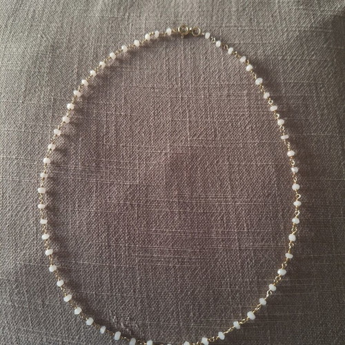 Silver 925 gold-plated necklace with white stones, short rosary 39cm