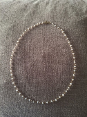 Silver 925 gold-plated necklace with white stones, short rosary 39cm
