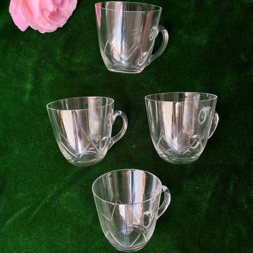 Set of 4 old glass punch cups used for coffee or punch
