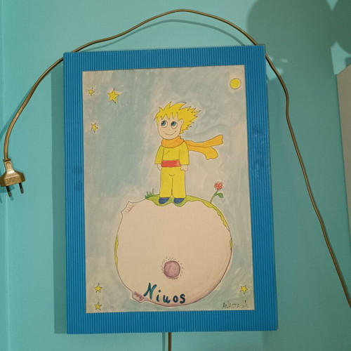 Handmade Little Prince room lamp painting for Nikos