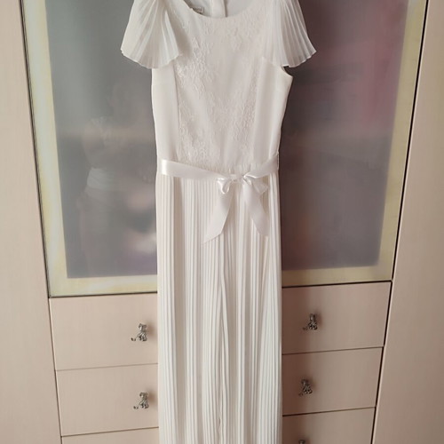 Monsoon Lace Pleated Bridesmaid Jumpsuit, ivory