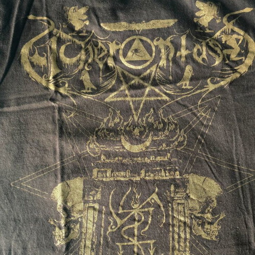 Acherontas T-shirt, size Small, dark brown with gold, Gildan