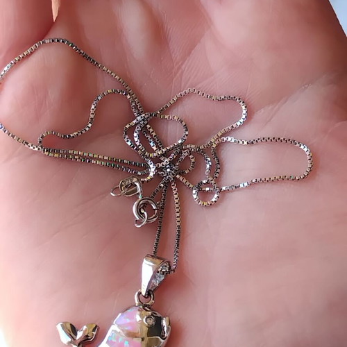 Silver set with pink opal like new