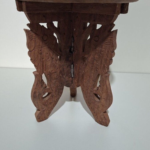 Wooden carved tables set of 2 used with folding legs