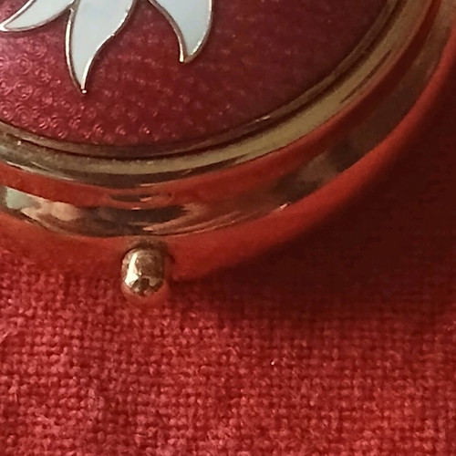 Collectible metal pill box Swiss new with enamel decoration