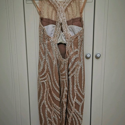 Formal dress like new, size S, beige with gold tones