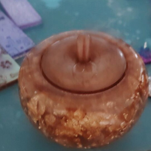 Storage jar apple-shaped with gold leaves new