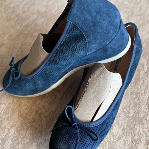 Melluso ballerinas new, natural suede, navy blue, size 38-38.5