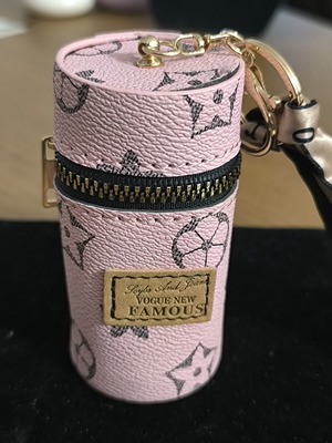 Lipstick Case mini cosmetic pouch pink with zipper and keyring new