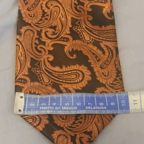 Silk paisley tie new, 162 cm length, copper color
