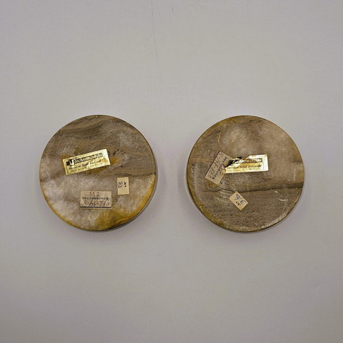 Alabaster ashtrays used, set of 2, handmade Greek